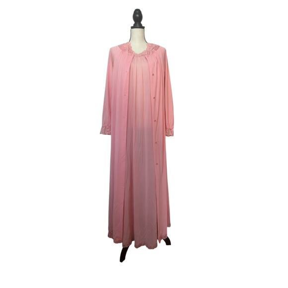 Shadowline Vintage Nightgown & Robe Set Women's Petite Small Embroidered Lace - Picture 8 of 10